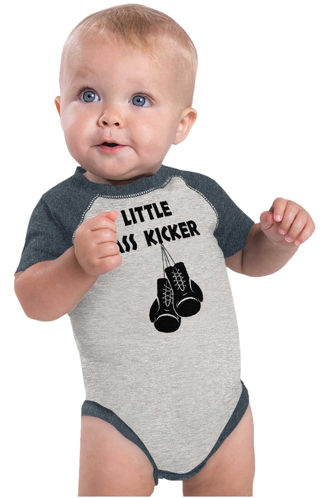 Little Ass Kicker Raglan Romper Bodysuit-Direct To Garment Print-Brisco Baby