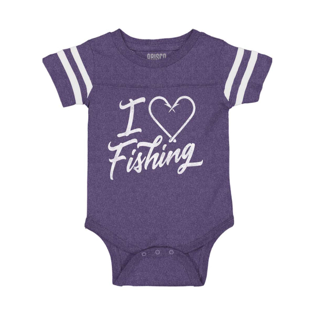 I Love Fishing Football Bodysuit-Direct To Garment Print-Brisco Baby