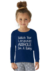 Watch The Language Solid Baby Pajama Top-Direct To Garment Print-Brisco Baby