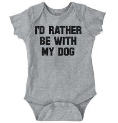 Rather Be With Dog Romper Bodysuit-Direct To Garment Print-Brisco Baby