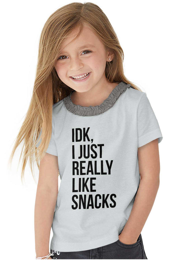 Really Like Snacks Toddler Ruffled Trim T-Shirt-Direct To Garment Print-Brisco Baby