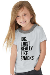 Really Like Snacks Toddler Ruffled Trim T-Shirt-Direct To Garment Print-Brisco Baby