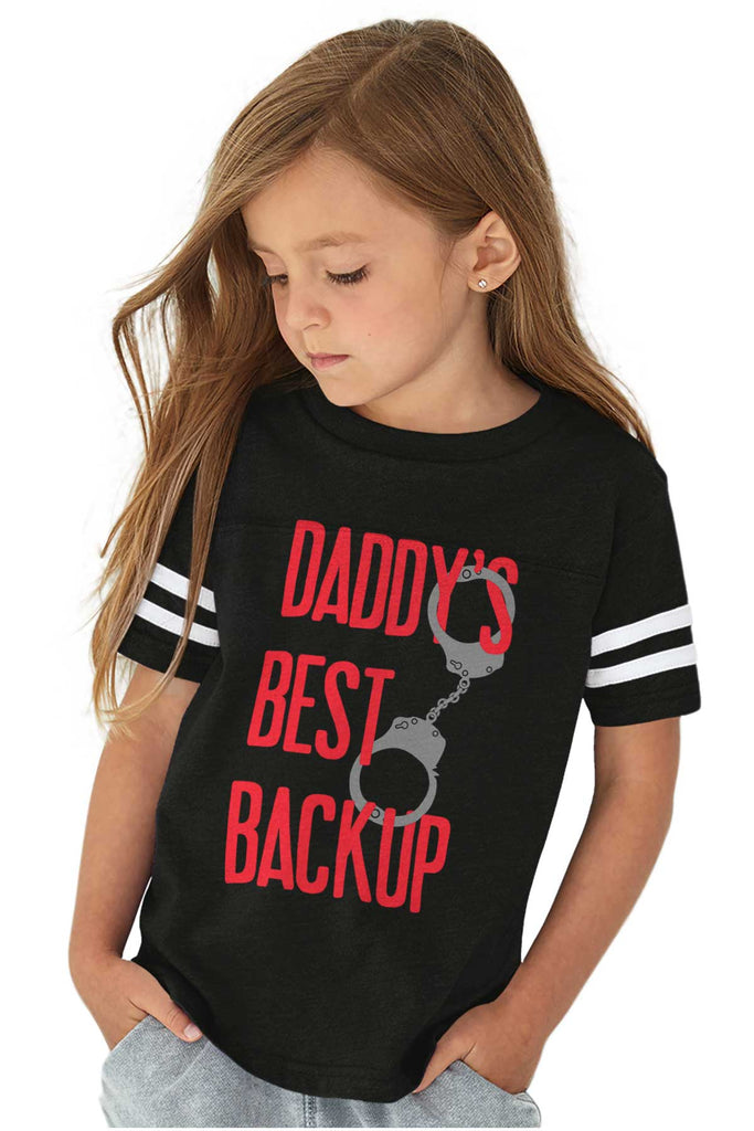 Daddy's Best Backup Toddler Football Jersey Tee-Direct To Garment Print-Brisco Baby