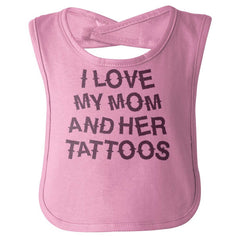 Mom's Tattoos Infant Baby Bib-Direct To Garment Print-Brisco Baby