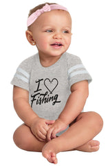 I Love Fishing Football Bodysuit-Direct To Garment Print-Brisco Baby