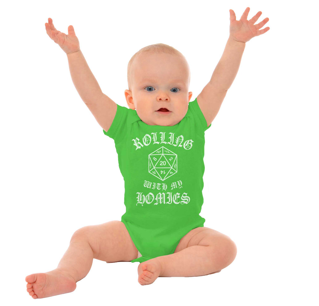 Rolling With My Homies Dungeons Romper Bodysuit-Direct To Garment Print-Brisco Baby
