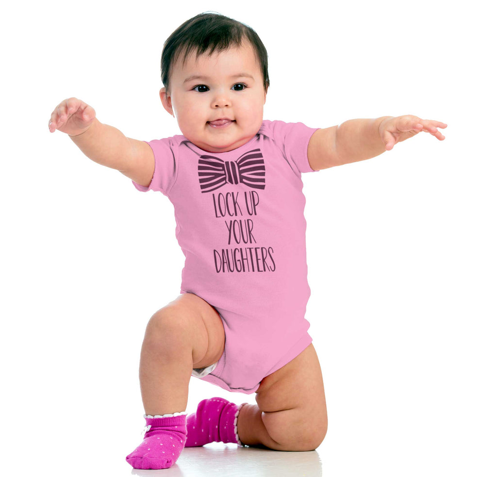 Lock Up Your Daughters Romper Bodysuit-Direct To Garment Print-Brisco Baby