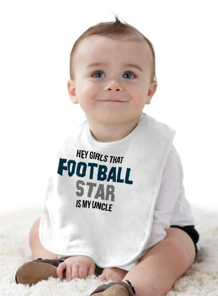 Football Star Uncle Infant Baby Bib-Direct To Garment Print-Brisco Baby