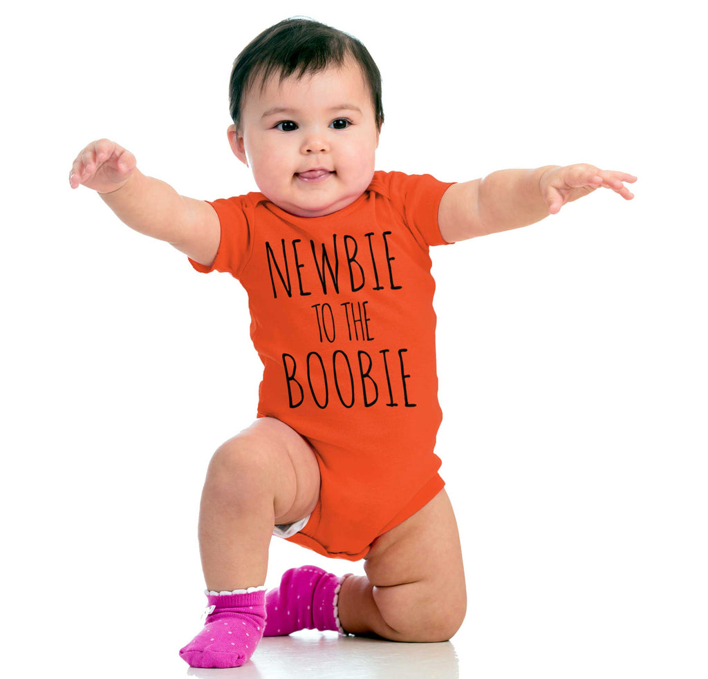 Newbie Boobie Romper Bodysuit-Direct To Garment Print-Brisco Baby