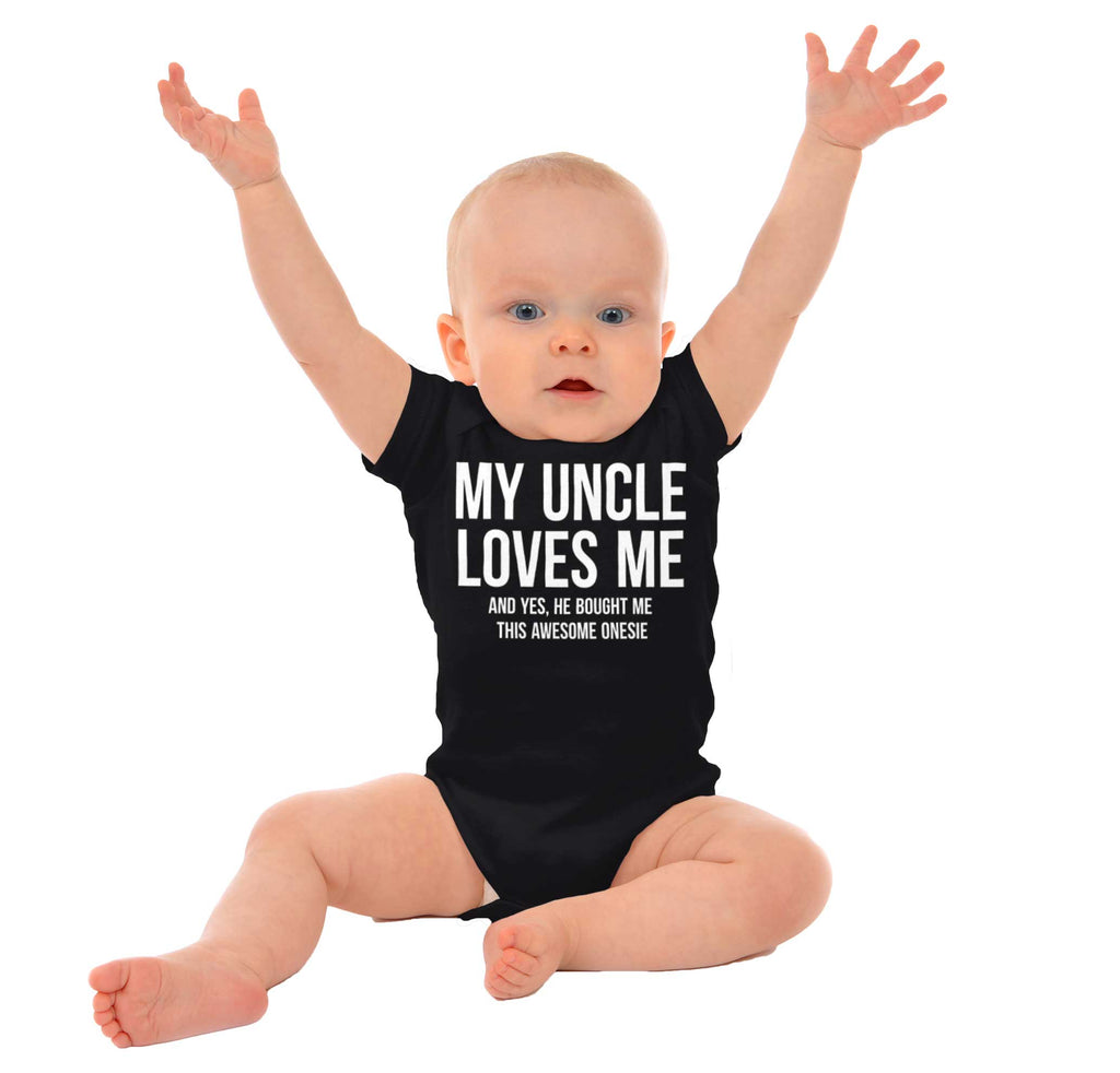 Uncle Loves Me Bought Shirt Romper Bodysuit-Direct To Garment Print-Brisco Baby