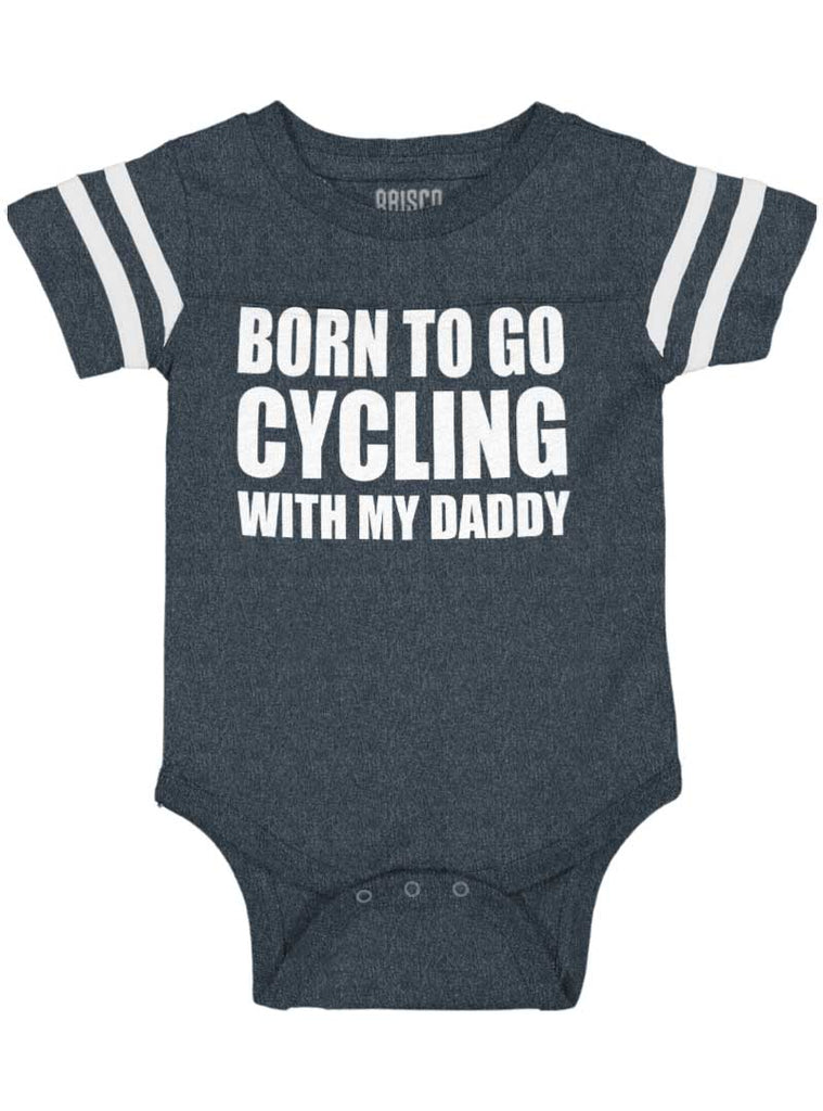 Cycling With Daddy Football Romper Bodysuit-Direct To Garment Print-Brisco Baby