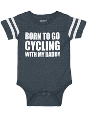 Cycling With Daddy Football Romper Bodysuit-Direct To Garment Print-Brisco Baby