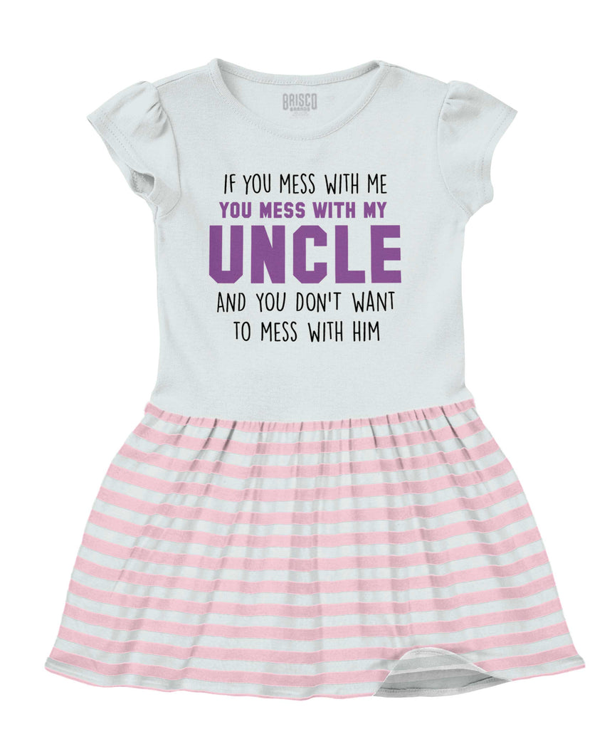 Mess With My Uncle Baby Striped Skirt Dress-Direct To Garment Print-Brisco Baby