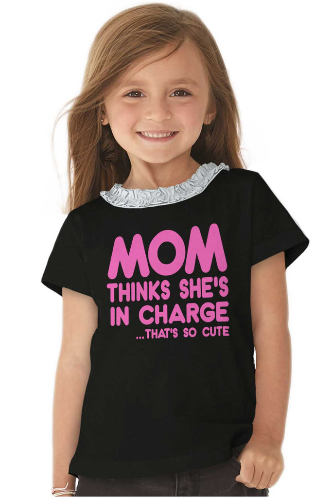 In Charge Toddler Ruffled Trim T-Shirt-Direct To Garment Print-Brisco Baby