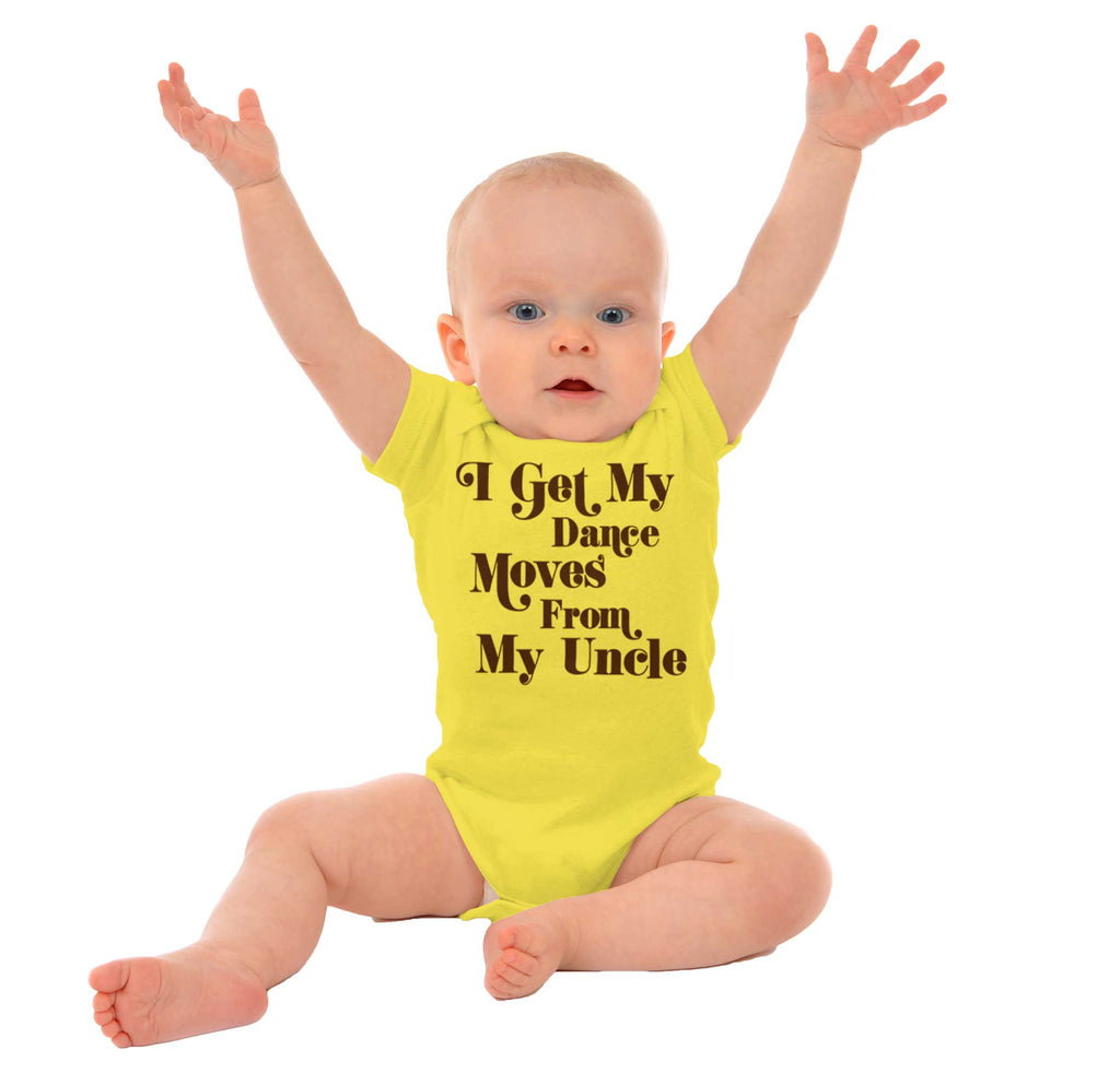Dance Moves From Uncle Romper Bodysuit-Direct To Garment Print-Brisco Baby