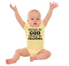 Blessed By God Spoiled By Grandma Romper Bodysuit-Direct To Garment Print-Brisco Baby
