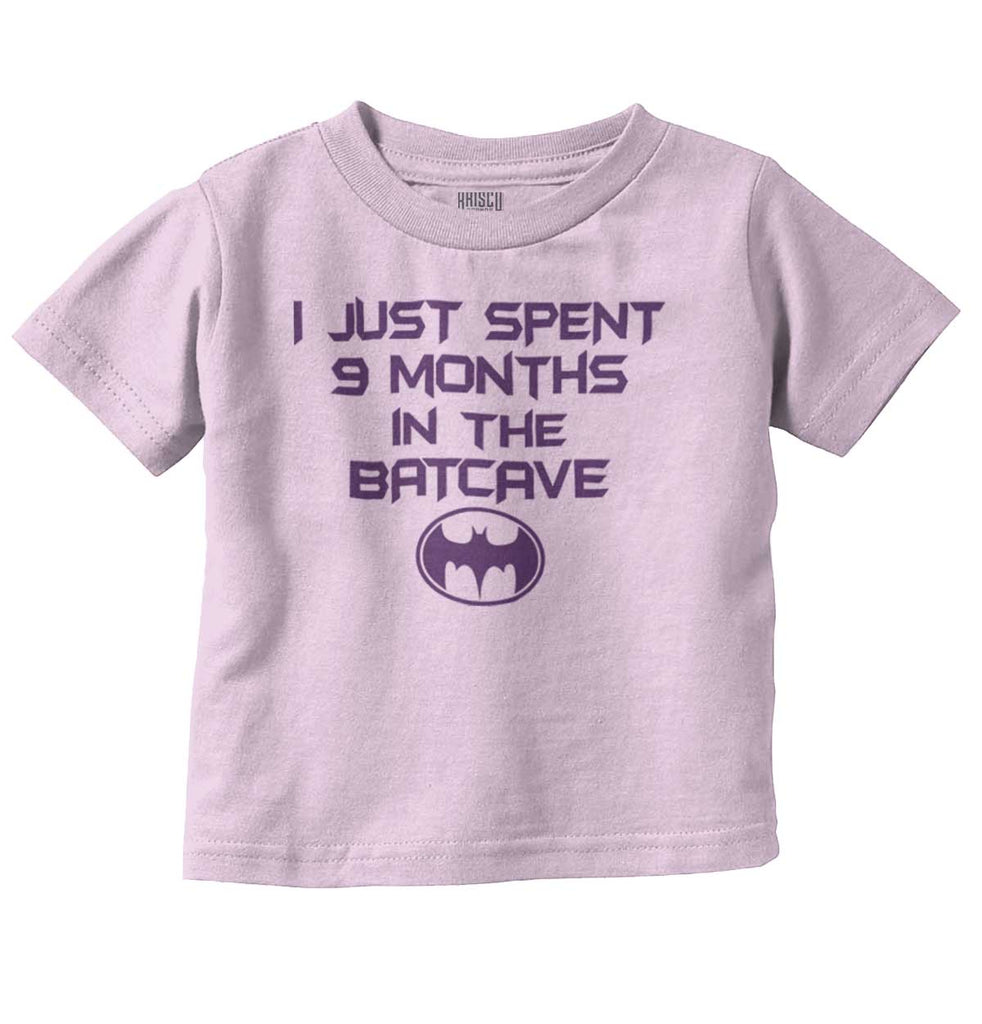 9 Months in Batcave Infant Toddler T Shirt-Direct To Garment Print-Brisco Baby