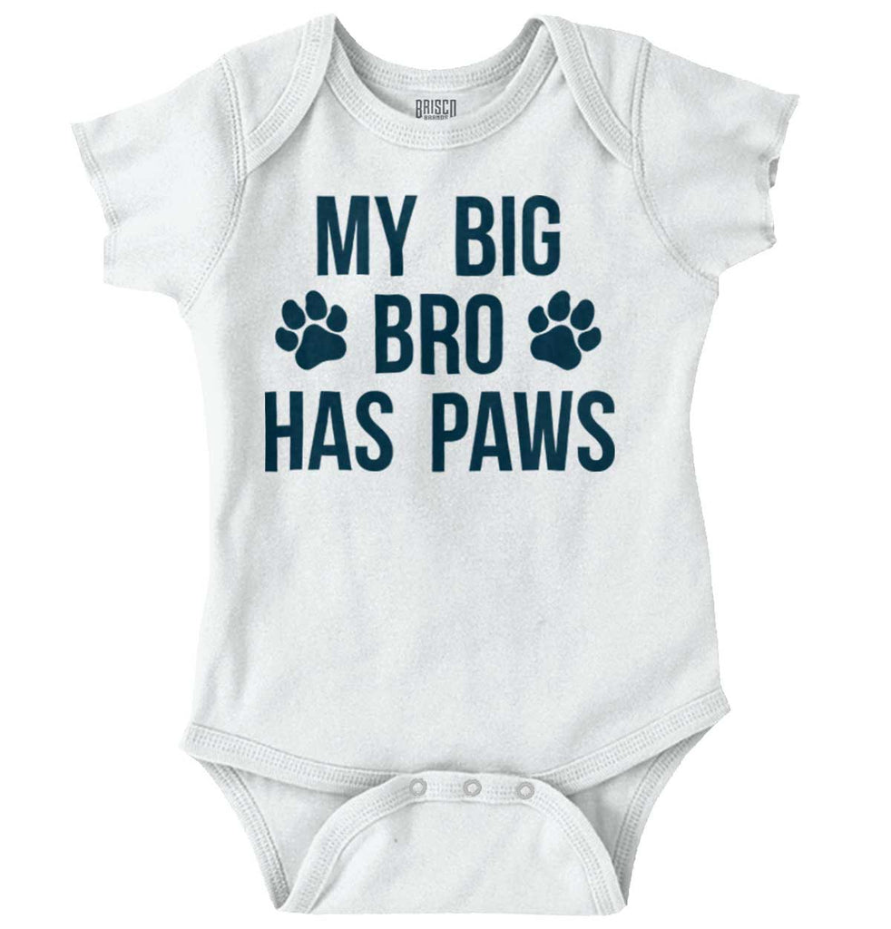 My Big Bro Has Paws Romper Bodysuit-Direct To Garment Print-Brisco Baby