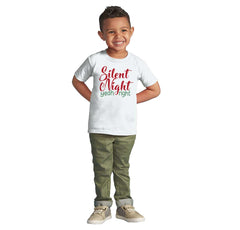 Silent Night Yeah Right Infant Toddler T Shirt-Direct To Garment Print-Brisco Baby