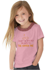 Jealous Of Chosen One Toddler Ruffled Trim T-Shirt-Direct To Garment Print-Brisco Baby