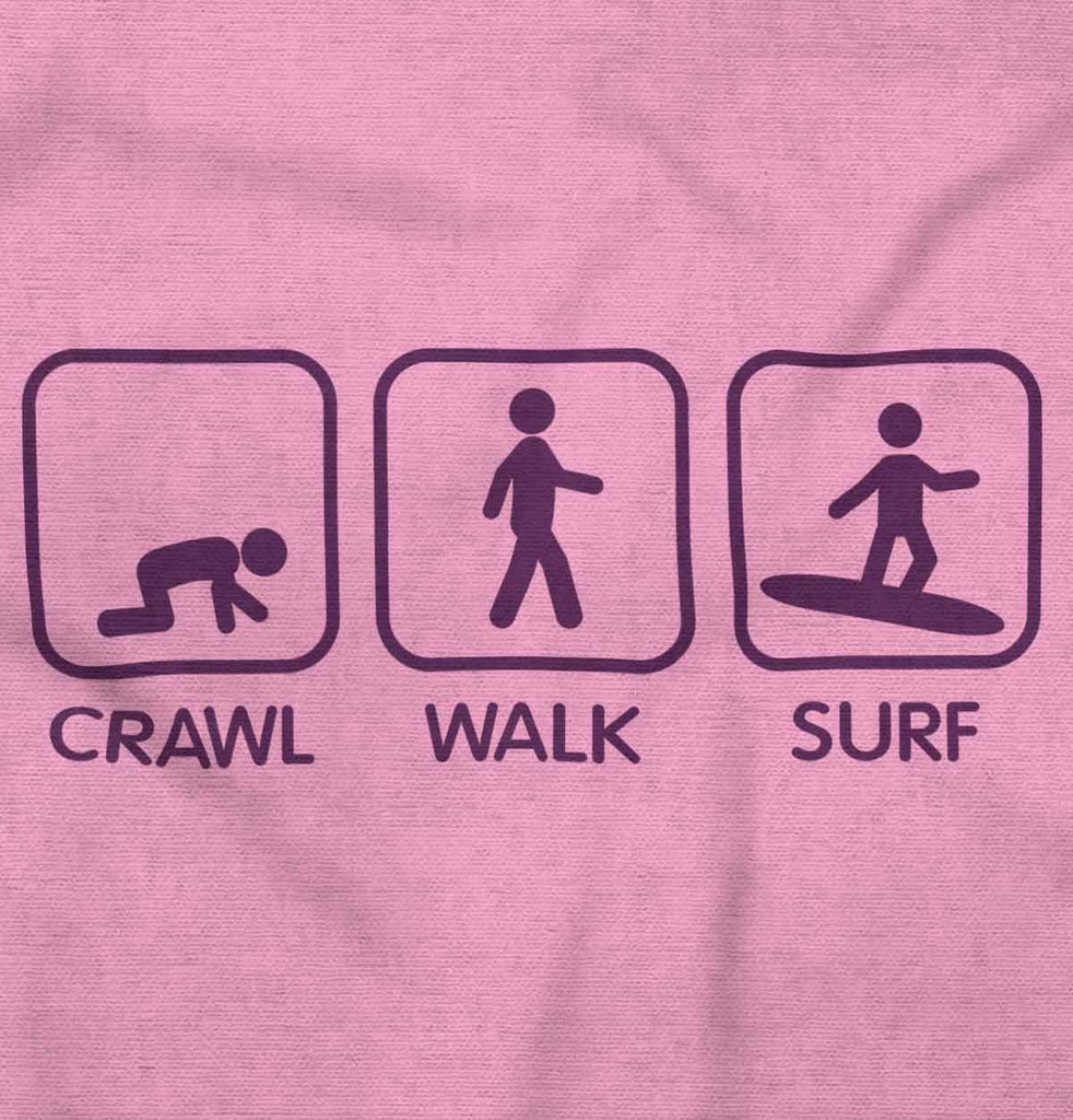 Crawl Walk Surf Romper Bodysuit-Direct To Garment Print-Brisco Baby