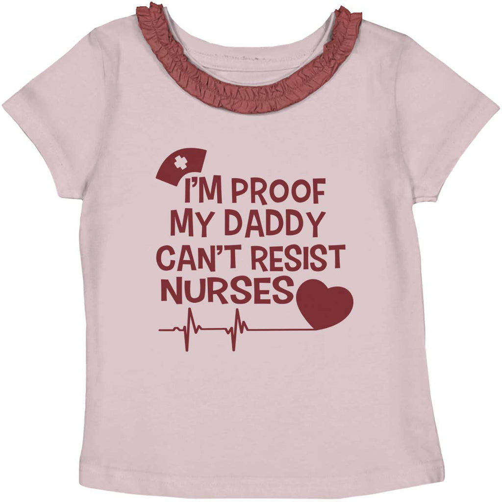 Can't Resist Nurses Toddler Ruffled Trim T-Shirt-Direct To Garment Print-Brisco Baby