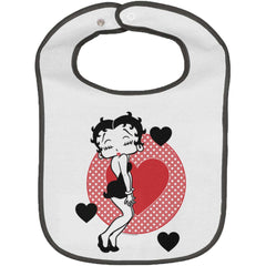 Betty Boop Trimmed White Snap Bib-Direct To Garment Print-Brisco Baby
