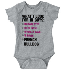 French Bulldog List Romper Bodysuit-Direct To Garment Print-Brisco Baby