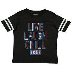 Live Laugh Chill Toddler Football Jersey Tee-Direct To Garment Print-Brisco Baby