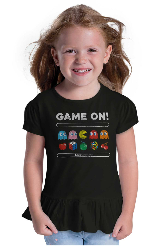 Game On Pac-Man Toddler Ruffle Bottom Tee-Direct To Garment Print-Brisco Baby
