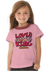 Loved By The King Toddler Ruffled Trim T-Shirt-Direct To Garment Print-Brisco Baby
