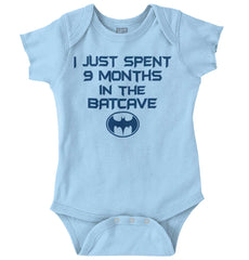 9 Months in Batcave Romper Bodysuit-Direct To Garment Print-Brisco Baby