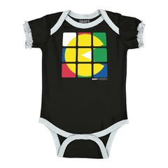 Artsy Pac-Man Baby Ruffled Trim Romper-Direct To Garment Print-Brisco Baby