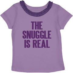 Snuggle Is Real Toddler Ruffled Trim T-Shirt-Direct To Garment Print-Brisco Baby