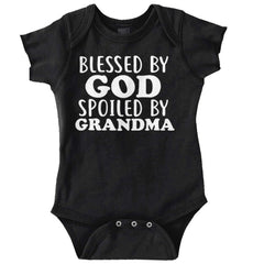 Blessed By God Spoiled By Grandma Romper Bodysuit-Direct To Garment Print-Brisco Baby