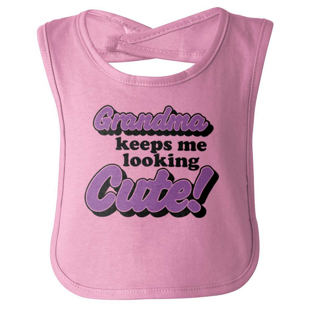 Grandma Keeps Me Cute Infant Baby Bib-Direct To Garment Print-Brisco Baby