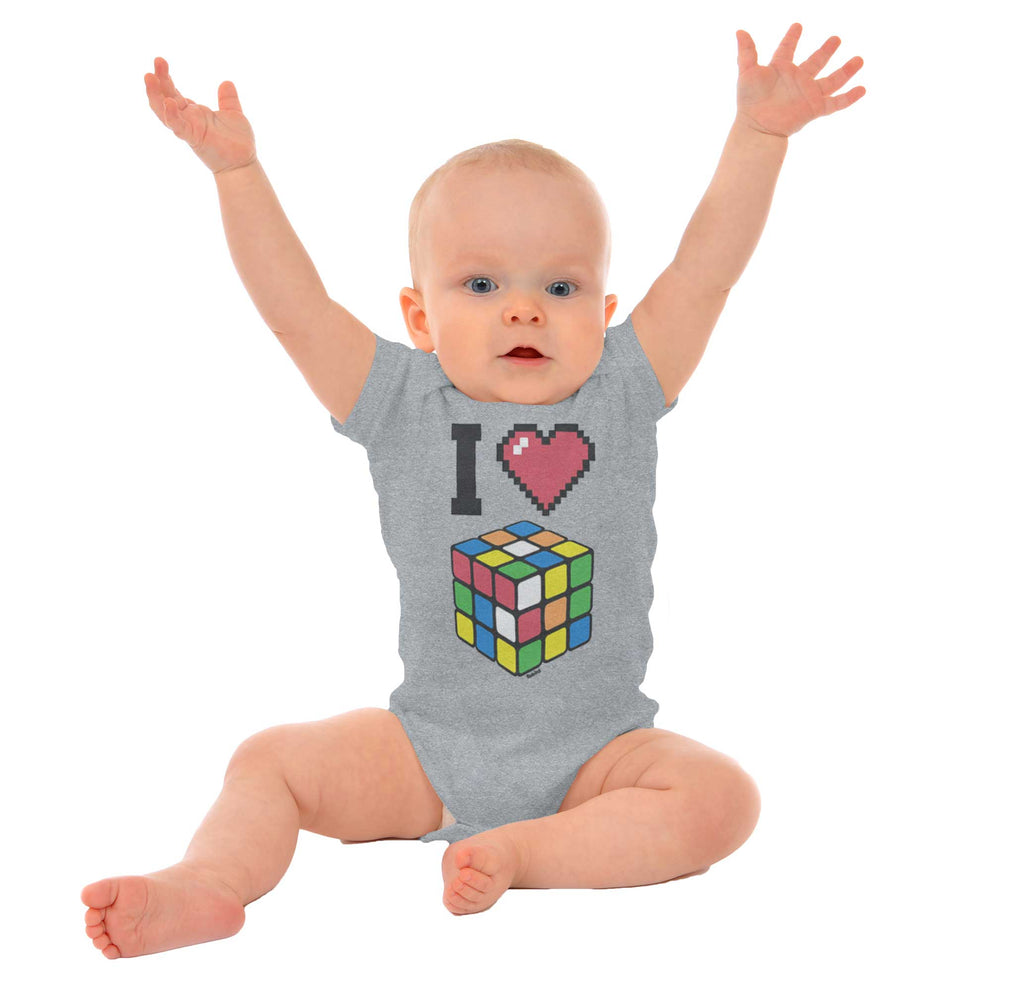 I Love Rubik's Cube Romper Bodysuit-Direct To Garment Print-Brisco Baby