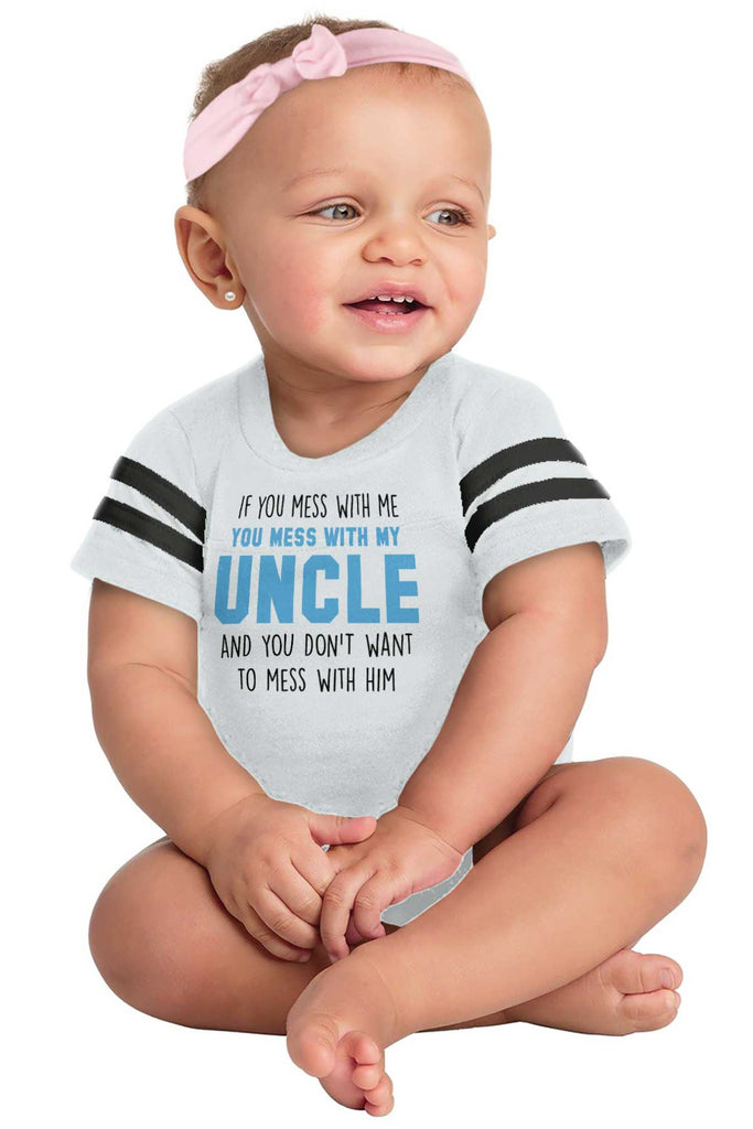 Mess With My Uncle Football Romper Bodysuit-Direct To Garment Print-Brisco Baby