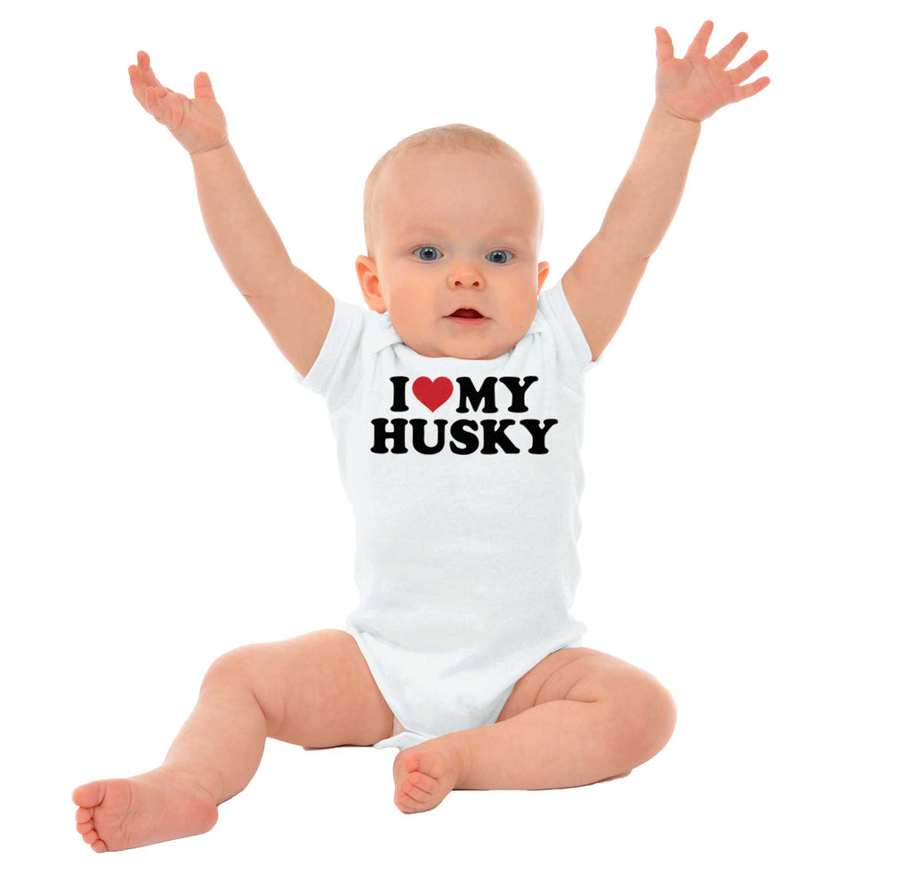 I Love My Husky Romper Bodysuit-Direct To Garment Print-Brisco Baby