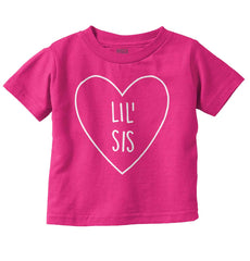 Lil' Sis Heart Infant Toddler T Shirt-Direct To Garment Print-Brisco Baby
