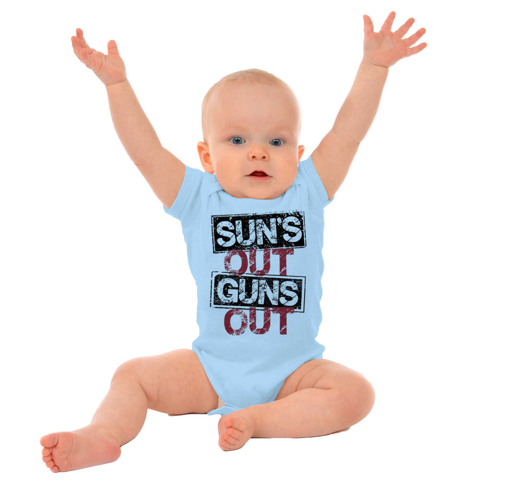 Guns Out Romper Bodysuit-Direct To Garment Print-Brisco Baby