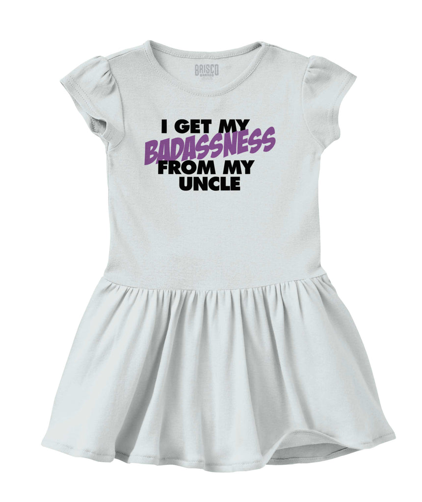 Badass Uncle Solid Baby Infant Dress-Direct To Garment Print-Brisco Baby