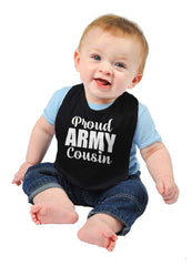 Proud Army Cousin Infant Baby Bib-Direct To Garment Print-Brisco Baby