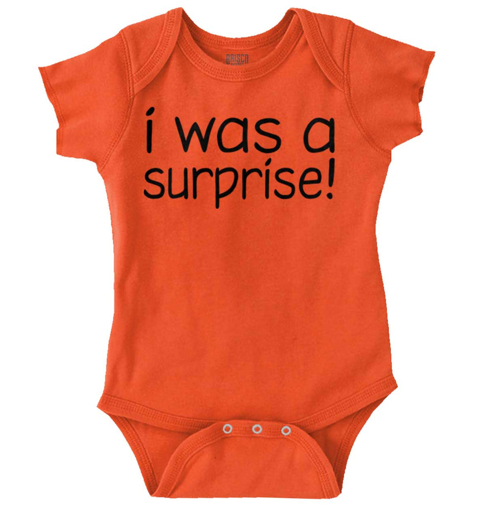 I Was A Surprise Romper Bodysuit-Direct To Garment Print-Brisco Baby