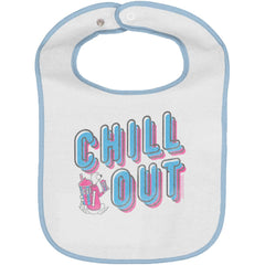 Retro Chill Trimmed White Snap Bib-Direct To Garment Print-Brisco Baby