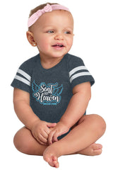 Sent From Heaven Football Romper Bodysuit-Direct To Garment Print-Brisco Baby