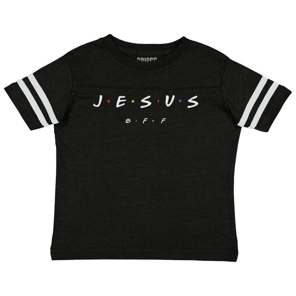 Jesus Christ BFF Toddler Football Jersey Tee-Direct To Garment Print-Brisco Baby