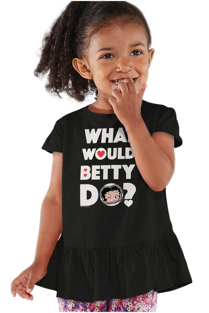 What Would Betty Do Toddler Ruffle Bottom Tee-Direct To Garment Print-Brisco Baby