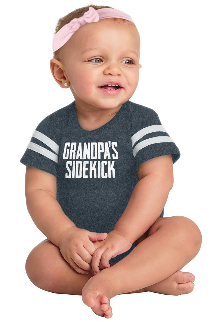 Grandpa's Sidekick Football Romper Bodysuit-Direct To Garment Print-Brisco Baby