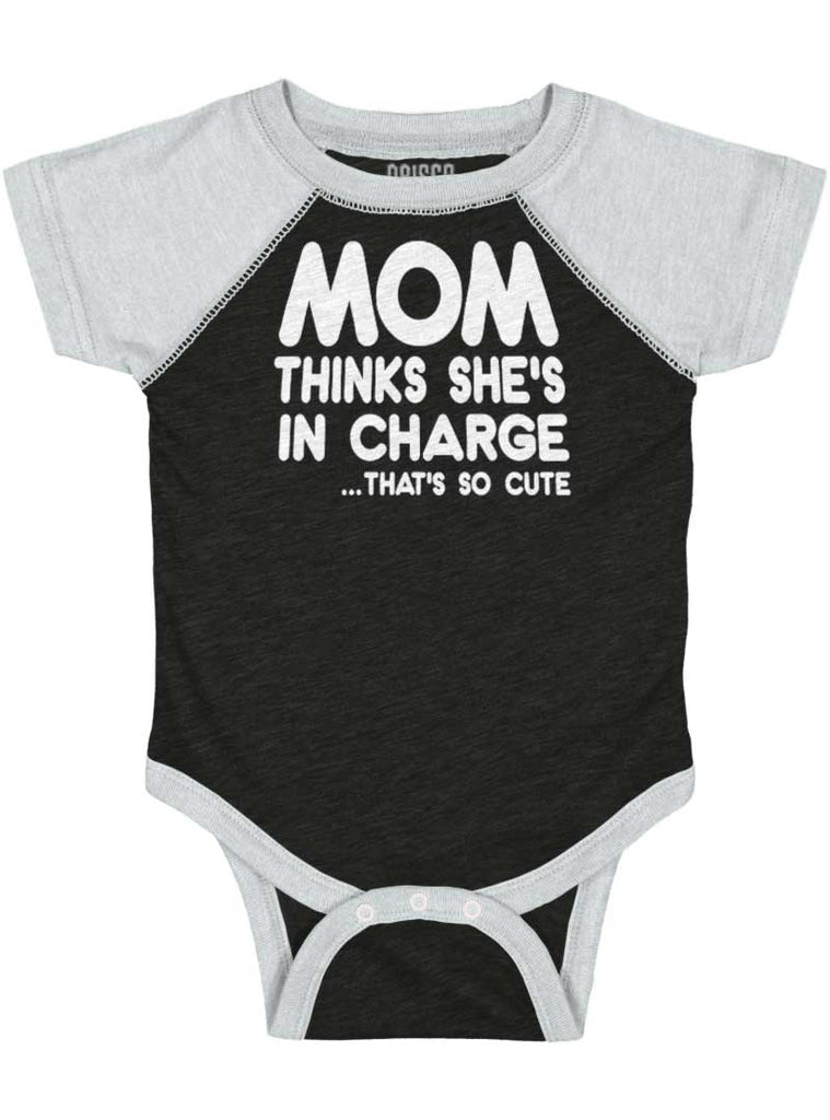 In Charge Raglan Romper Bodysuit-Direct To Garment Print-Brisco Baby
